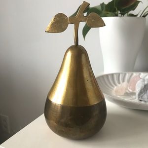 Antique pear brass candy dish